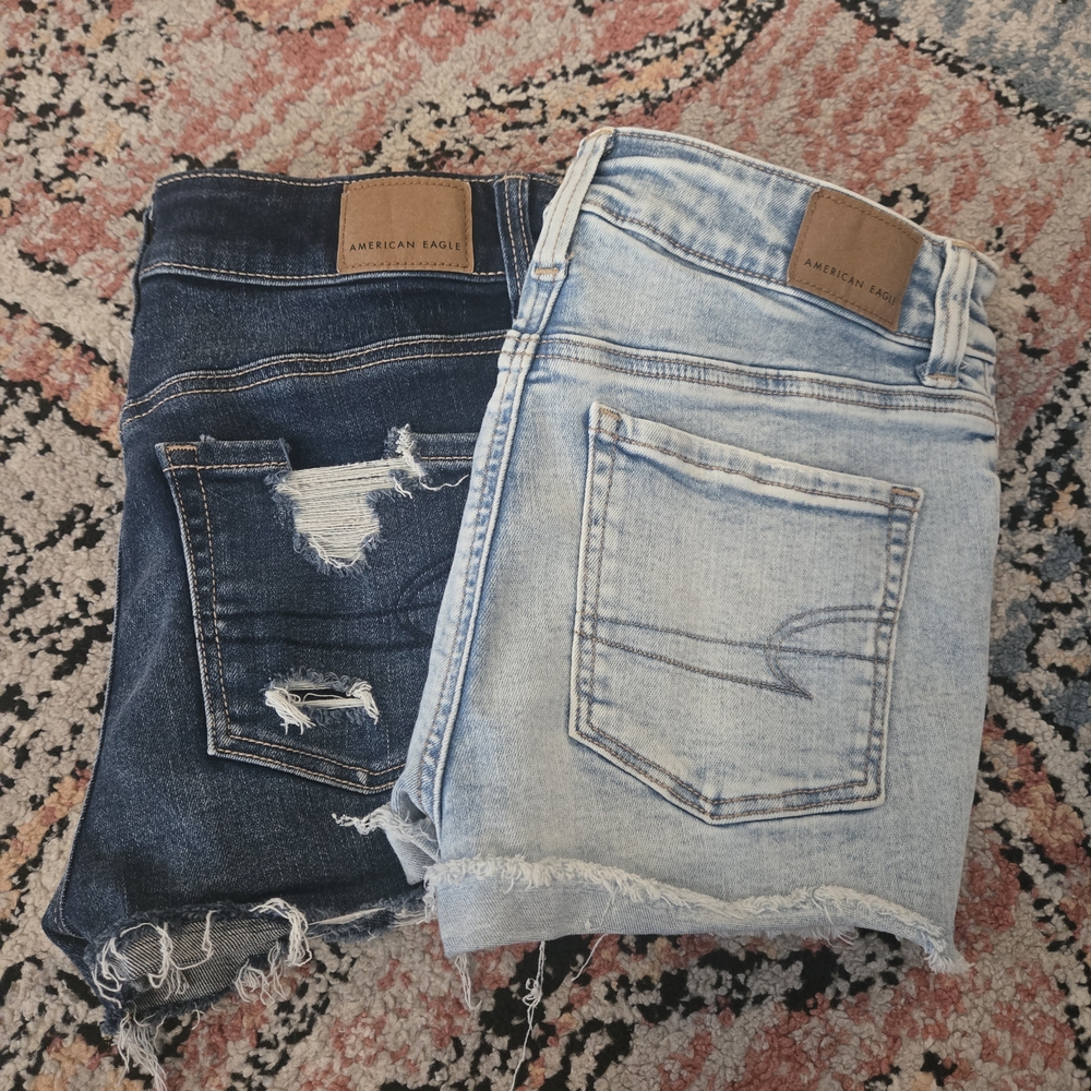 American Eagle Hi- RISE Shortie Denim Shorts Set